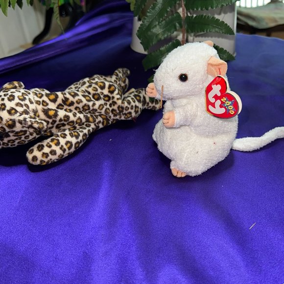 ๐ TY Cheezer the Mouse 2000 Beanie Baby & Freckles the Leopard 1996 with Error - Picture 2 of 13
